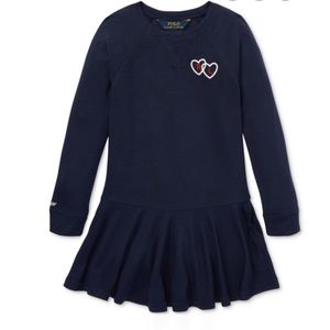 NWT Polo RL Girls LS French Terry Dress  L 12-14